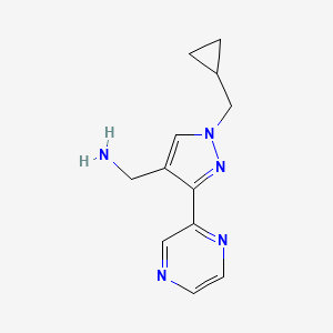 molecular formula C12H15N5 B1483037 (1-(cyclopropylmethyl)-3-(pyrazin-2-yl)-1H-pyrazol-4-yl)methanamine CAS No. 2098138-18-0