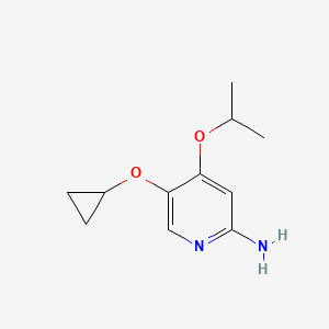 molecular formula C11H16N2O2 B14830399 5-Cyclopropoxy-4-isopropoxypyridin-2-amine 