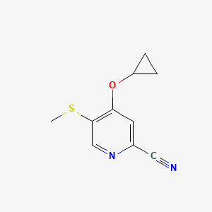 molecular formula C10H10N2OS B14830404 4-Cyclopropoxy-5-(methylthio)picolinonitrile 