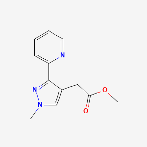 molecular formula C12H13N3O2 B1483045 methyl 2-(1-methyl-3-(pyridin-2-yl)-1H-pyrazol-4-yl)acetate CAS No. 2098139-38-7