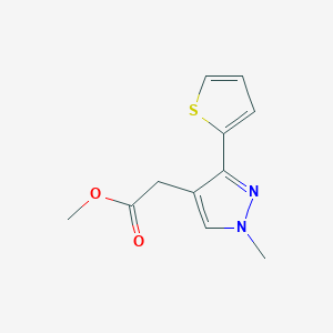 molecular formula C11H12N2O2S B1483046 methyl 2-(1-methyl-3-(thiophen-2-yl)-1H-pyrazol-4-yl)acetate CAS No. 2098078-68-1