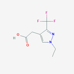 molecular formula C8H9F3N2O2 B1483051 2-(1-ethyl-3-(trifluoromethyl)-1H-pyrazol-4-yl)acetic acid CAS No. 2098020-26-7