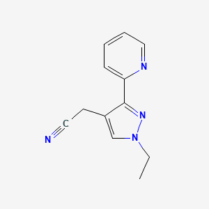 molecular formula C12H12N4 B1483055 2-(1-ethyl-3-(pyridin-2-yl)-1H-pyrazol-4-yl)acetonitrile CAS No. 2098078-83-0
