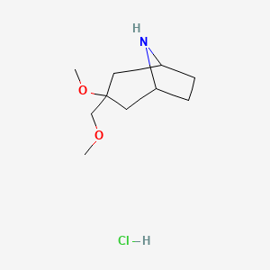 molecular formula C10H20ClNO2 B1483060 3-Methoxy-3-(methoxymethyl)-8-azabicyclo[3.2.1]octane hydrochloride CAS No. 2097953-41-6