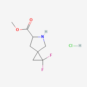 molecular formula C8H12ClF2NO2 B1483062 Methyl 1,1-difluoro-5-azaspiro[2.4]heptane-6-carboxylate hydrochloride CAS No. 2097944-40-4