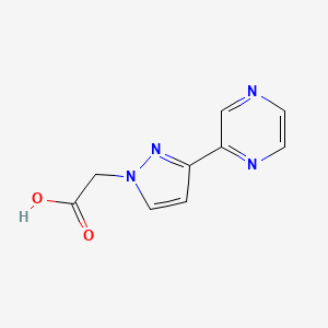 molecular formula C9H8N4O2 B1483077 2-(3-(pyrazin-2-yl)-1H-pyrazol-1-yl)acetic acid CAS No. 1019007-59-0