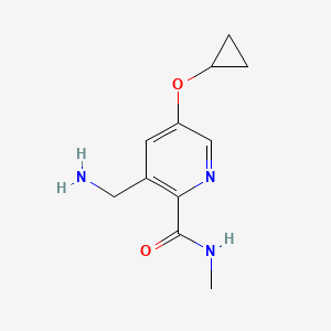 molecular formula C11H15N3O2 B14830774 3-(Aminomethyl)-5-cyclopropoxy-N-methylpicolinamide 