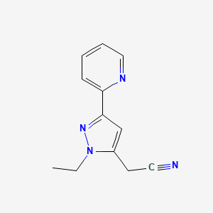 molecular formula C12H12N4 B1483081 2-(1-乙基-3-(吡啶-2-基)-1H-吡唑-5-基)乙腈 CAS No. 2098135-00-1