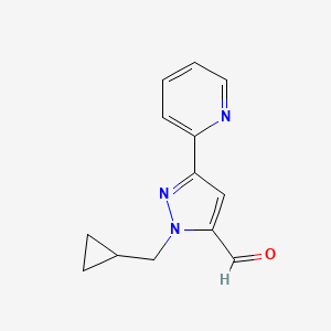 1-(cyclopropylmethyl)-3-(pyridin-2-yl)-1H-pyrazole-5-carbaldehyde