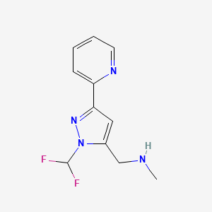 molecular formula C11H12F2N4 B1483084 1-(1-(二氟甲基)-3-(吡啶-2-基)-1H-吡唑-5-基)-N-甲基甲胺 CAS No. 2098003-88-2
