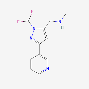molecular formula C11H12F2N4 B1483114 1-(1-(二氟甲基)-3-(吡啶-3-基)-1H-吡唑-5-基)-N-甲基甲胺 CAS No. 2098127-83-2