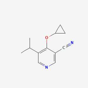 molecular formula C12H14N2O B14831152 4-Cyclopropoxy-5-isopropylnicotinonitrile 