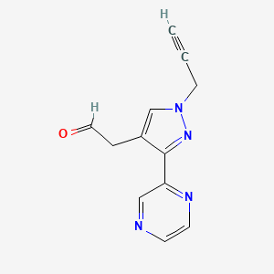 2-(1-(prop-2-yn-1-yl)-3-(pyrazin-2-yl)-1H-pyrazol-4-yl)acetaldehyde