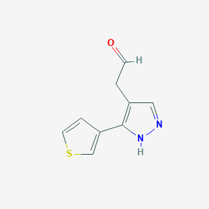 molecular formula C9H8N2OS B1483122 2-(3-(thiophen-3-yl)-1H-pyrazol-4-yl)acetaldehyde CAS No. 2092239-10-4