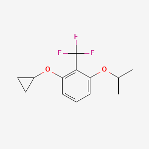 molecular formula C13H15F3O2 B14831317 1-Cyclopropoxy-3-isopropoxy-2-(trifluoromethyl)benzene 