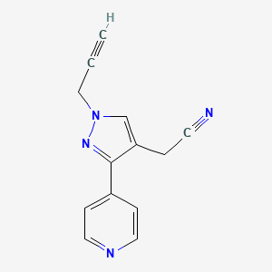 2-(1-(prop-2-yn-1-yl)-3-(pyridin-4-yl)-1H-pyrazol-4-yl)acetonitrile