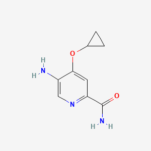 molecular formula C9H11N3O2 B14831409 5-Amino-4-cyclopropoxypicolinamide 