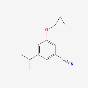 molecular formula C13H15NO B14831487 3-Cyclopropoxy-5-isopropylbenzonitrile 