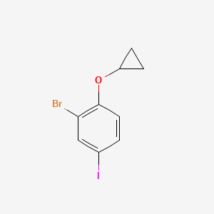 molecular formula C9H8BrIO B14831505 2-Bromo-1-cyclopropoxy-4-iodobenzene 