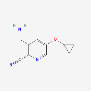 molecular formula C10H11N3O B14831521 3-(Aminomethyl)-5-cyclopropoxypicolinonitrile 