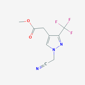 molecular formula C9H8F3N3O2 B1483163 methyl 2-(1-(cyanomethyl)-3-(trifluoromethyl)-1H-pyrazol-4-yl)acetate CAS No. 2098087-73-9