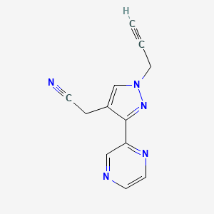 2-(1-(prop-2-yn-1-yl)-3-(pyrazin-2-yl)-1H-pyrazol-4-yl)acetonitrile