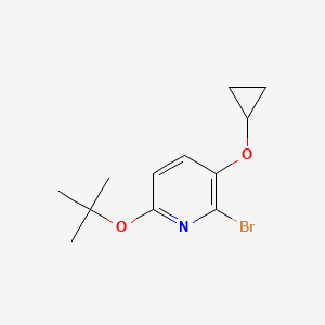 molecular formula C12H16BrNO2 B14831719 2-Bromo-6-tert-butoxy-3-cyclopropoxypyridine 