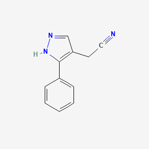 molecular formula C11H9N3 B1483176 2-(3-phenyl-1H-pyrazol-4-yl)acetonitrile CAS No. 2098020-86-9