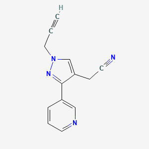 2-(1-(prop-2-yn-1-yl)-3-(pyridin-3-yl)-1H-pyrazol-4-yl)acetonitrile