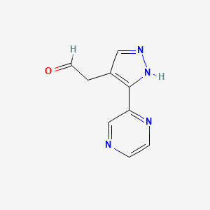 molecular formula C9H8N4O B1483183 2-(3-(pyrazin-2-yl)-1H-pyrazol-4-yl)acetaldehyde CAS No. 2092033-07-1