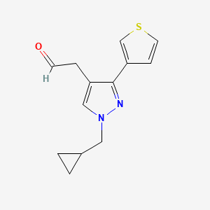 molecular formula C13H14N2OS B1483184 2-(1-(cyclopropylmethyl)-3-(thiophen-3-yl)-1H-pyrazol-4-yl)acetaldehyde CAS No. 2098089-31-5
