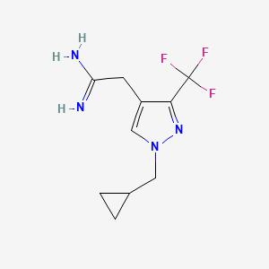 molecular formula C10H13F3N4 B1483185 2-(1-(cyclopropylmethyl)-3-(trifluoromethyl)-1H-pyrazol-4-yl)acetimidamide CAS No. 2098089-45-1