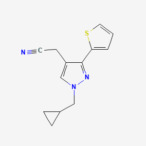 2-(1-(cyclopropylmethyl)-3-(thiophen-2-yl)-1H-pyrazol-4-yl)acetonitrile