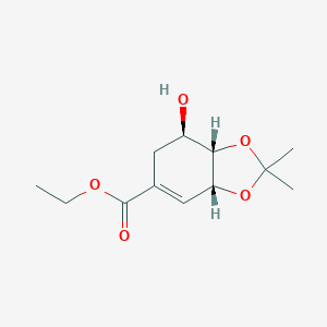 B148319 Ethyl (3aR,7R,7aS)-7-hydroxy-2,2-dimethyl-3a,6,7,7a-tetrahydro-1,3-benzodioxole-5-carboxylate CAS No. 136994-78-0