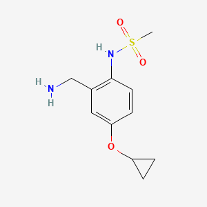 molecular formula C11H16N2O3S B14831950 N-(2-(Aminomethyl)-4-cyclopropoxyphenyl)methanesulfonamide 