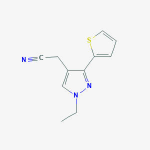 molecular formula C11H11N3S B1483200 2-(1-ethyl-3-(thiophen-2-yl)-1H-pyrazol-4-yl)acetonitrile CAS No. 2098079-24-2