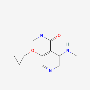 molecular formula C12H17N3O2 B14832159 3-Cyclopropoxy-N,N-dimethyl-5-(methylamino)isonicotinamide 