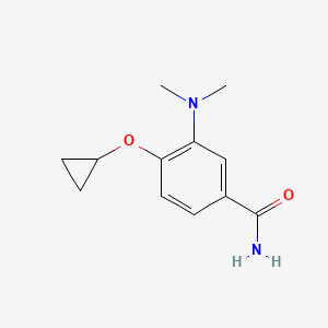 molecular formula C12H16N2O2 B14832174 4-Cyclopropoxy-3-(dimethylamino)benzamide 