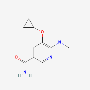 molecular formula C11H15N3O2 B14832200 5-Cyclopropoxy-6-(dimethylamino)nicotinamide 