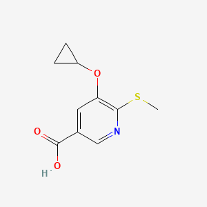 molecular formula C10H11NO3S B14832292 5-Cyclopropoxy-6-(methylthio)nicotinic acid 