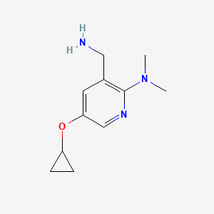 molecular formula C11H17N3O B14832335 3-(Aminomethyl)-5-cyclopropoxy-N,N-dimethylpyridin-2-amine 