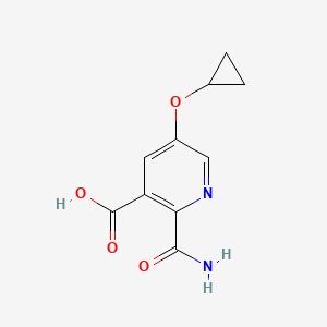 molecular formula C10H10N2O4 B14832367 2-Carbamoyl-5-cyclopropoxynicotinic acid 