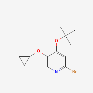 molecular formula C12H16BrNO2 B14832439 2-Bromo-4-tert-butoxy-5-cyclopropoxypyridine 