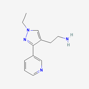 molecular formula C12H16N4 B1483246 2-(1-ethyl-3-(pyridin-3-yl)-1H-pyrazol-4-yl)ethan-1-amine CAS No. 2098045-75-9