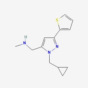 molecular formula C13H17N3S B1483248 1-(1-(环丙基甲基)-3-(噻吩-2-基)-1H-吡唑-5-基)-N-甲基甲胺 CAS No. 2098040-77-6