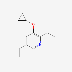 molecular formula C12H17NO B14832509 3-Cyclopropoxy-2,5-diethylpyridine 