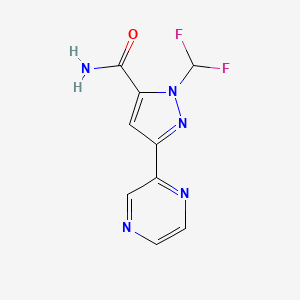 molecular formula C9H7F2N5O B1483257 1-(difluoromethyl)-3-(pyrazin-2-yl)-1H-pyrazole-5-carboxamide CAS No. 2097958-25-1