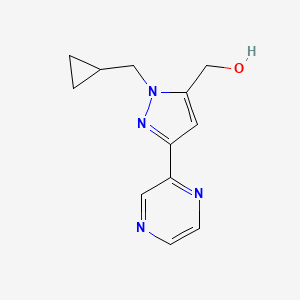 molecular formula C12H14N4O B1483265 (1-(cyclopropylmethyl)-3-(pyrazin-2-yl)-1H-pyrazol-5-yl)methanol CAS No. 2098134-33-7