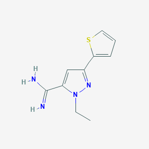 molecular formula C10H12N4S B1483266 1-ethyl-3-(thiophen-2-yl)-1H-pyrazole-5-carboximidamide CAS No. 2098070-06-3