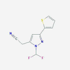 2-(1-(difluoromethyl)-3-(thiophen-2-yl)-1H-pyrazol-5-yl)acetonitrile